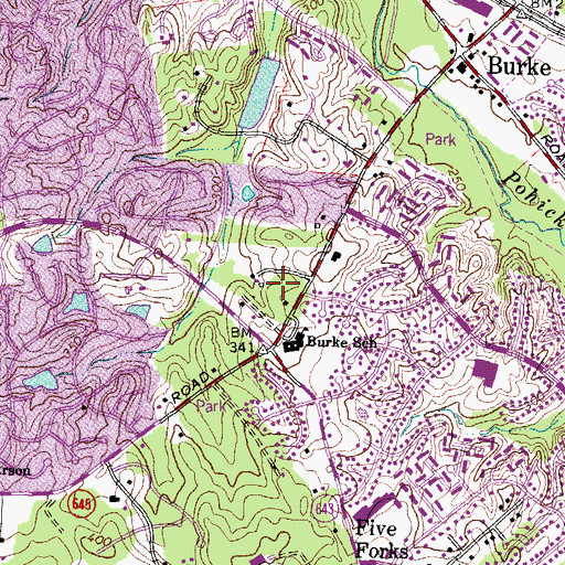 Topographic Map of Burke School, VA