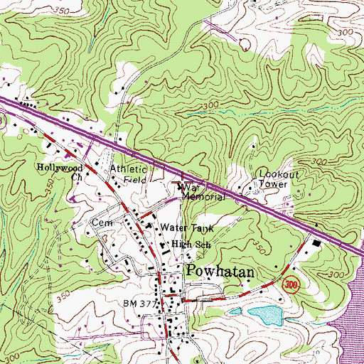 Topographic Map of Powhatan County School Superintendent Office, VA