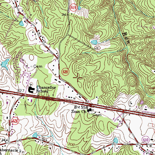 Topographic Map of Riverbend High School, VA