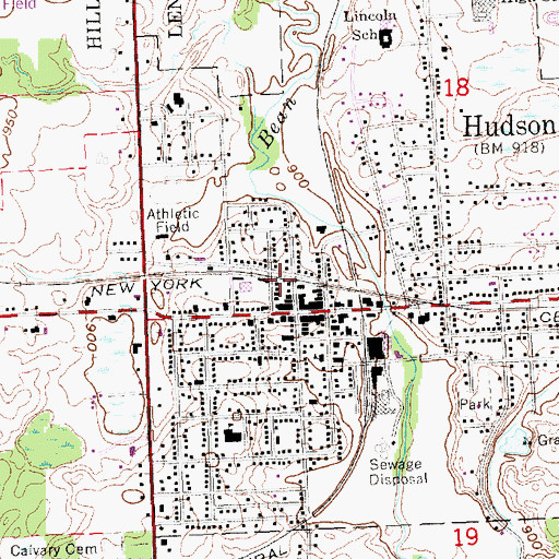 Topographic Map of Hudson Police Department, MI