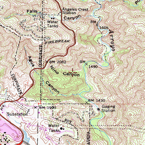 Topographic Map of Nino Canyon, CA