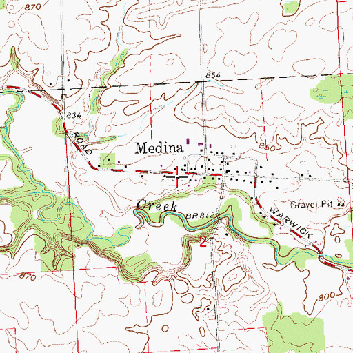 Topographic Map of Medina Federated Church, MI