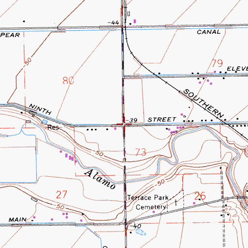 Topographic Map of Ninth Street Ditch, CA