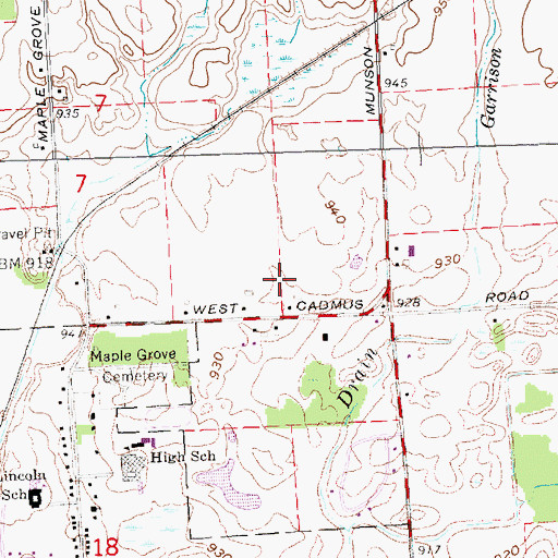 Topographic Map of Evergreen Golf Course, MI