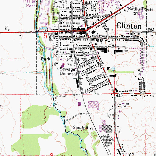 Topographic Map of Clinton Station (historical), MI