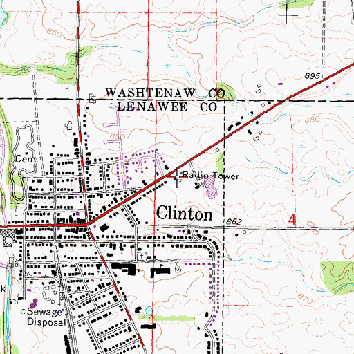 Topographic Map of Clinton Police Department, MI