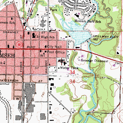 Topographic Map of PROMEDICA HERRICK HOSPITAL, MI