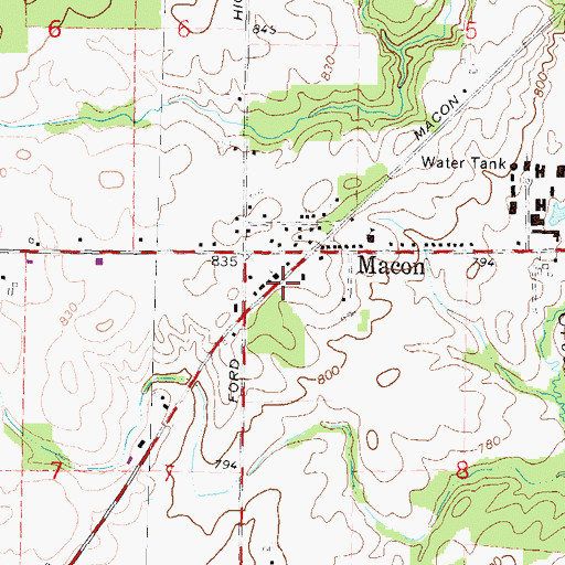 Topographic Map of Macon United Methodist Church, MI