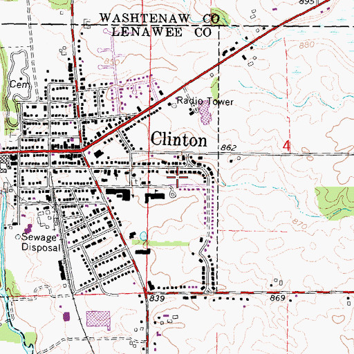 Topographic Map of Clinton Baptist Church, MI
