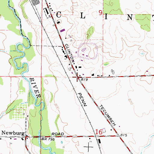 Topographic Map of Clinton United Methodist Church, MI