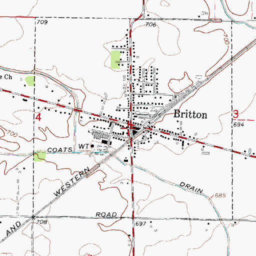 Topographic Map of Ridgeway Township Fire Department, MI