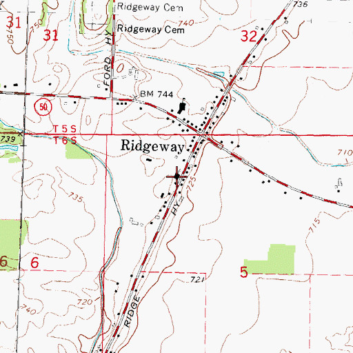 Topographic Map of Ridgeway Church of the Nazarene, MI