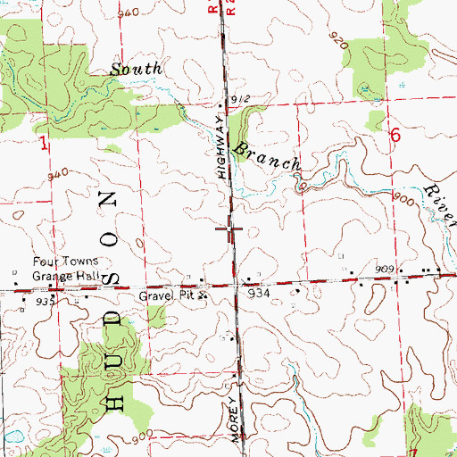 Topographic Map of Rollin Center United Methodist Church, MI