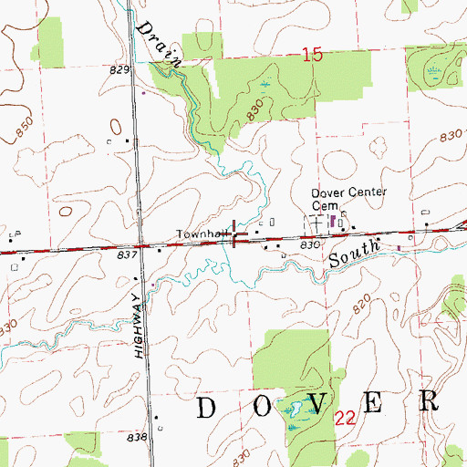 Topographic Map of Dover Township Hall, MI