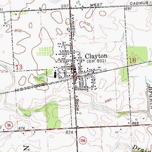 Topographic Map of Clayton Station (historical), MI