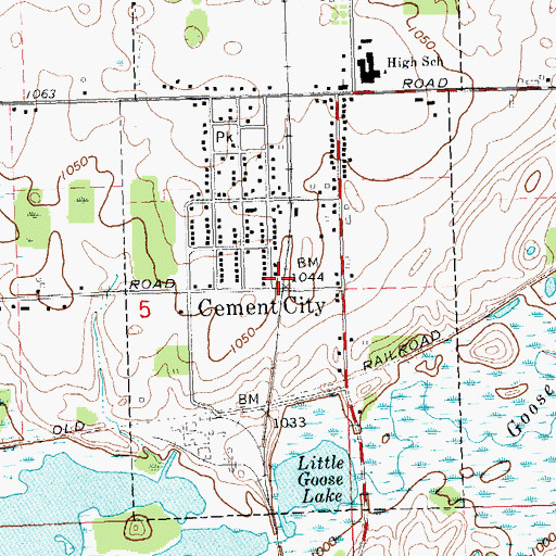 Topographic Map of Cement City Station (historical), MI