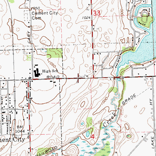 Topographic Map of Cement City Baptist Church, MI