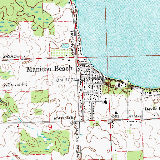 Topographic Map of Manitou Beach Station (historical), MI