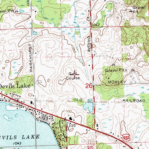 Topographic Map of Devils Lake Golf Course, MI