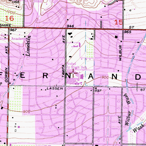 Topographic Map of Nobel Middle School, CA
