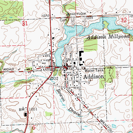 Topographic Map of Addison Public Library, MI