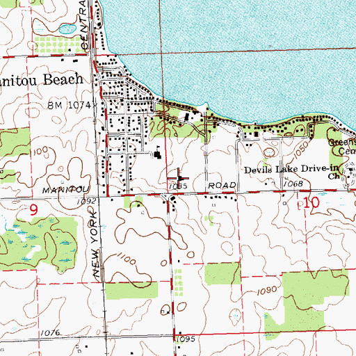 Topographic Map of Saint Mary on the Lake Catholic Church, MI