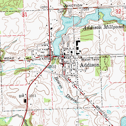 Topographic Map of Addison Methodist Church, MI