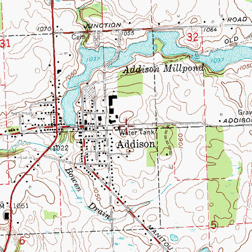 Topographic Map of Addison Fire Department, MI