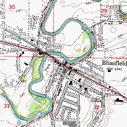 Topographic Map of First United Methodist Church, MI