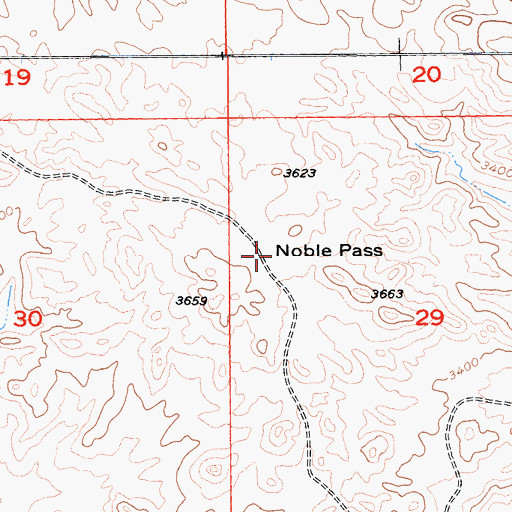 Topographic Map of Noble Pass, CA