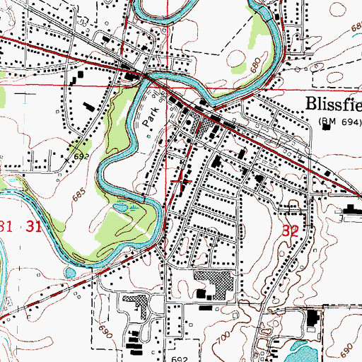 Topographic Map of Saint Peter the Apostle Church, MI