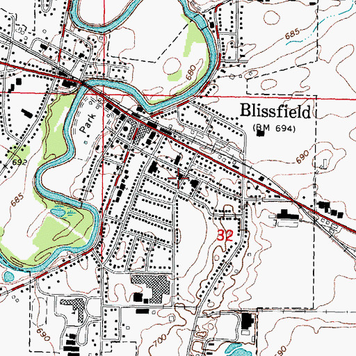 Topographic Map of Saint Paul Evangelical Lutheran Church, MI