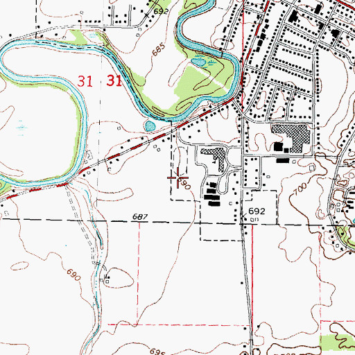 Topographic Map of Blissfield Junior High, MI