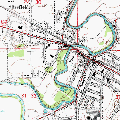 Topographic Map of Bachmayer Park, MI