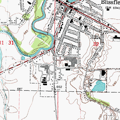 Topographic Map of Bachmayer Little League Park, MI