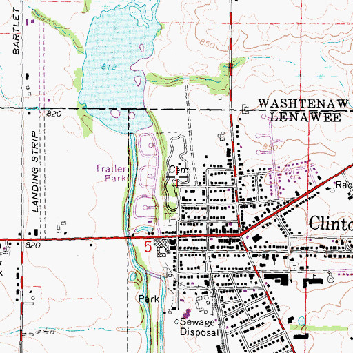 Topographic Map of Clinton Library, MI