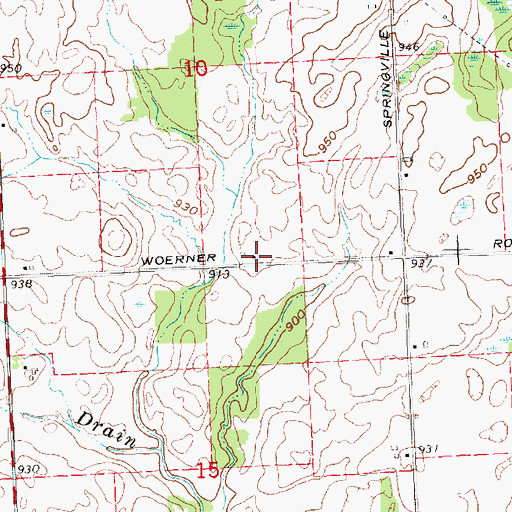 Topographic Map of Bates Farm Cemetery, MI