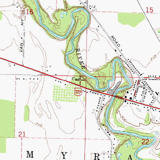 Topographic Map of Palmyra Village Cemetery, MI