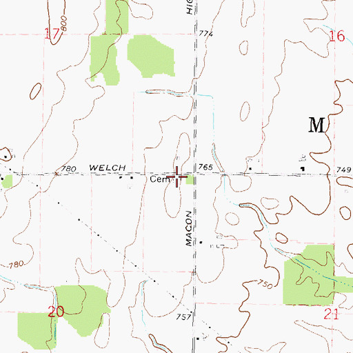 Topographic Map of South Macon Cemetery, MI