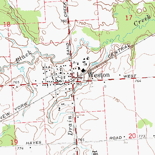 Topographic Map of Old Weston Cemetery, MI
