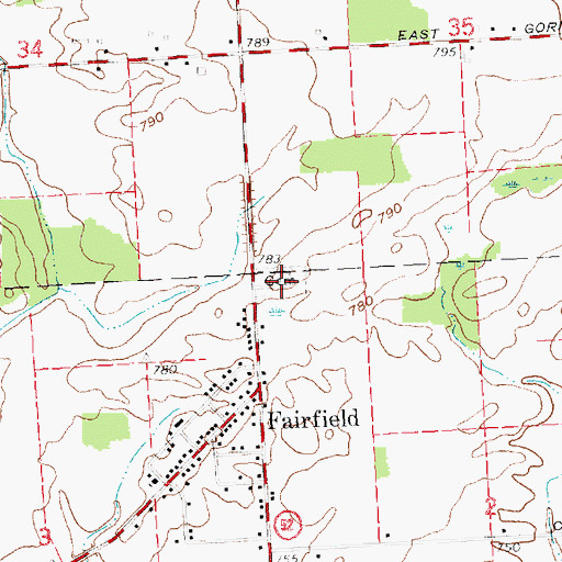 Topographic Map of Fairfield Cemetery, MI
