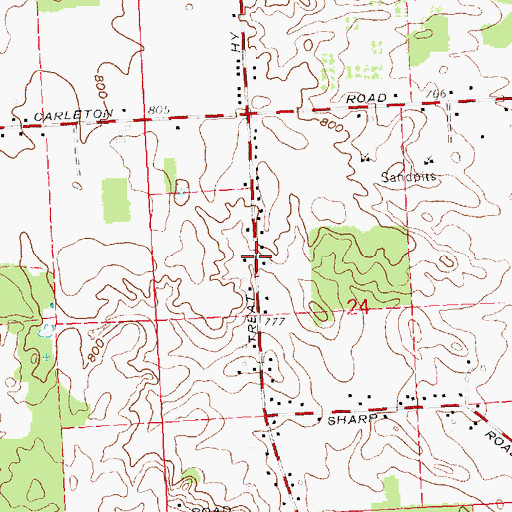 Topographic Map of Apple Hill Cemetery, MI