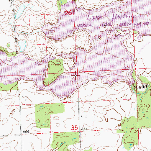 Topographic Map of Lake Hudson, MI
