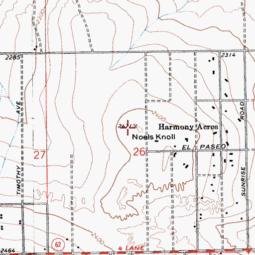 Topographic Map of Noels Knoll, CA