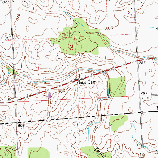 Topographic Map of Goss Cemetery, MI
