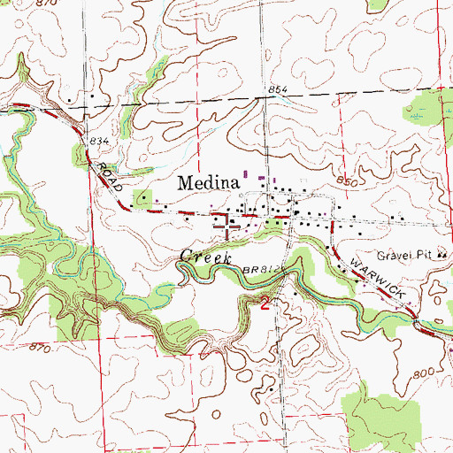 Topographic Map of Medina Cemetery, MI