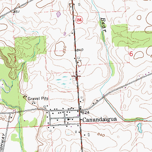 Topographic Map of Canandaigua Cemetery, MI