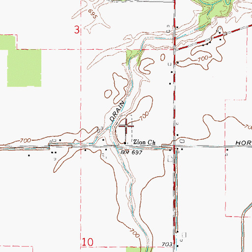 Topographic Map of Zion United Brethren Cemetery, MI