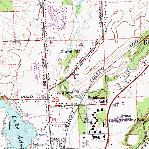 Topographic Map of Hicksite Friends Cemetery (historical), MI