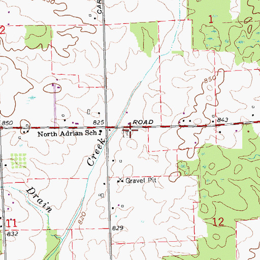 Topographic Map of North Adrian Cemetery, MI